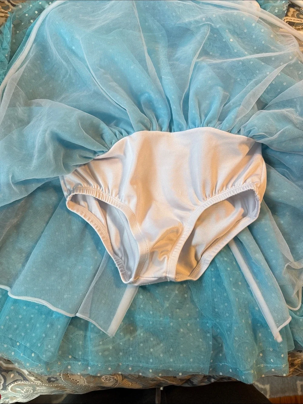 White and Light Blue Ruffle Tulle Tutu